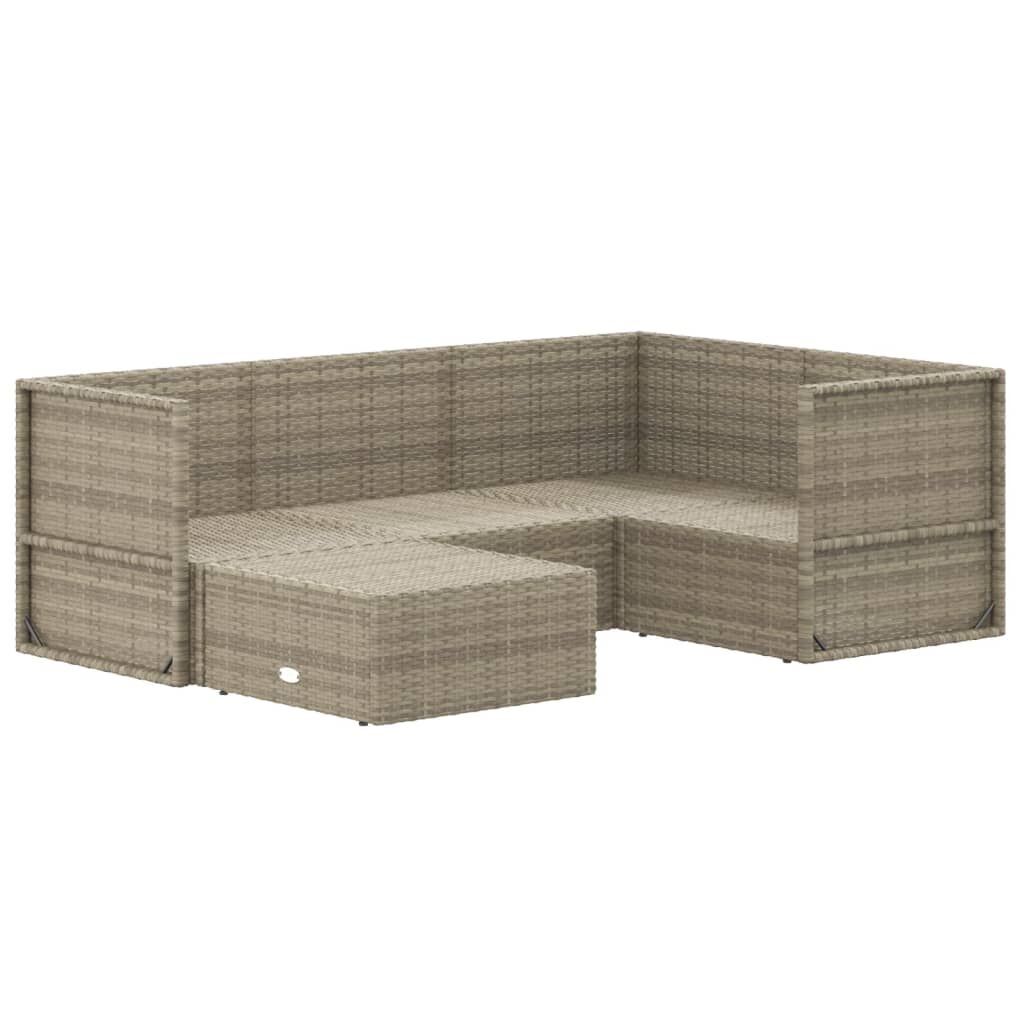 5 Piece Garden Lounge Set with Cushions Grey Poly Rattan Price