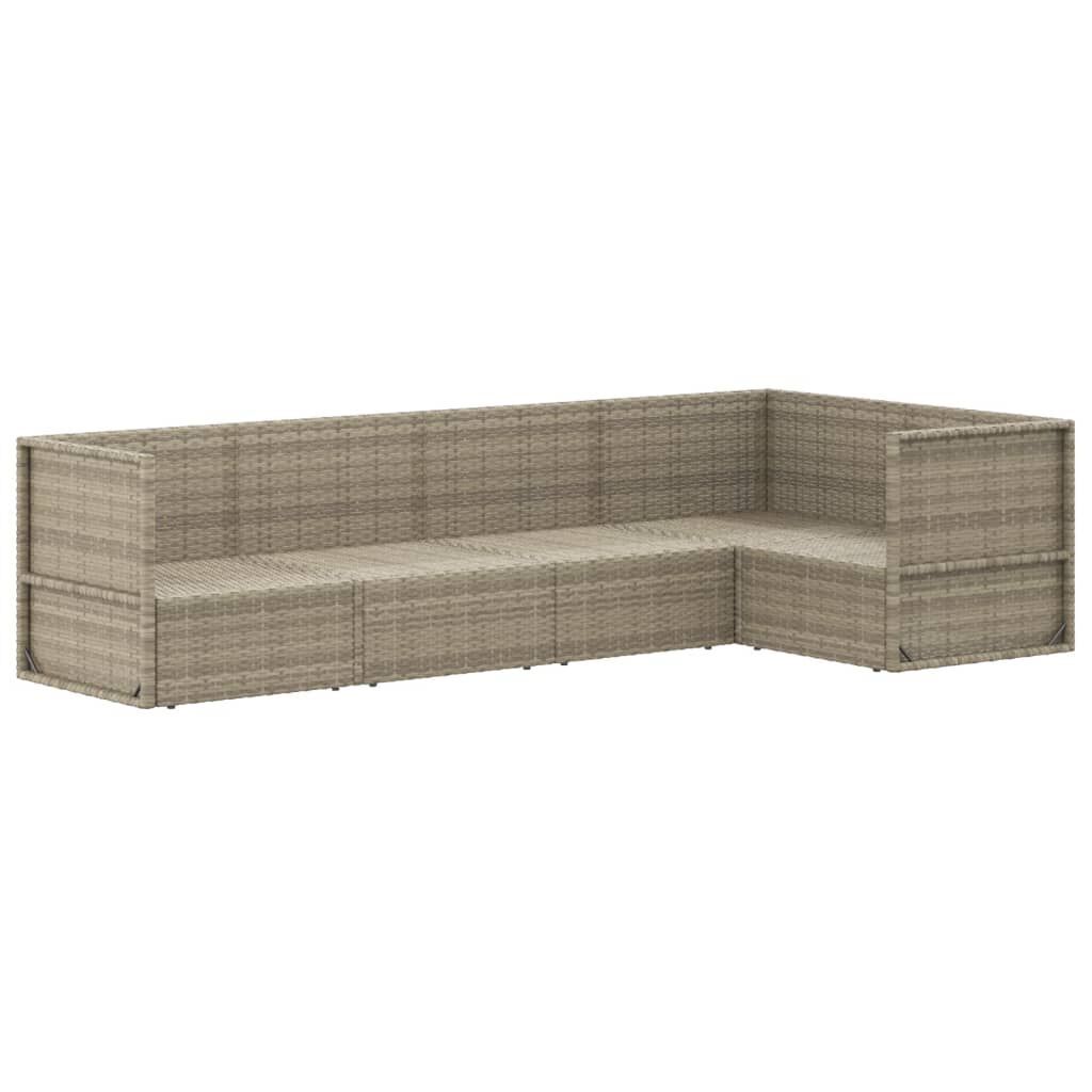 5 Piece Garden Lounge Set with Cushions Grey Poly Rattan Price