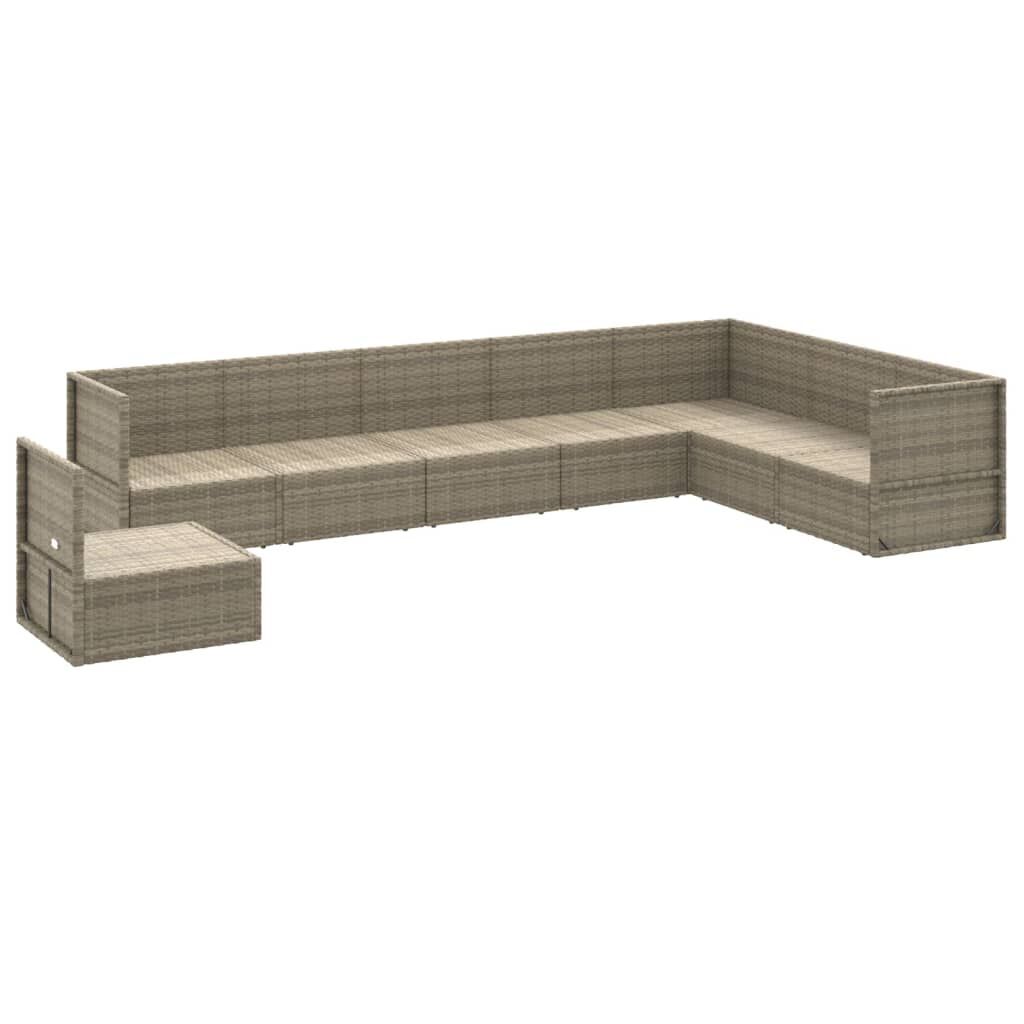 8 Piece Garden Lounge Set with Cushions Grey Poly Rattan Price