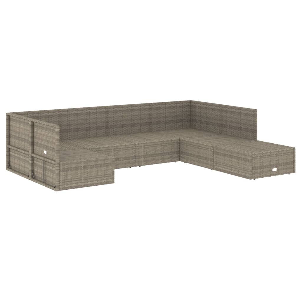 7 Piece Garden Lounge Set with Cushions Grey Poly Rattan Price