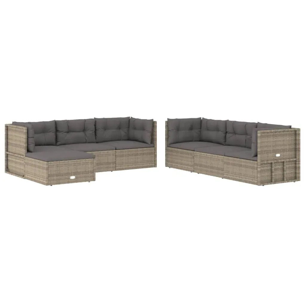 7 Piece Garden Lounge Set with Cushions Grey Poly Rattan Price