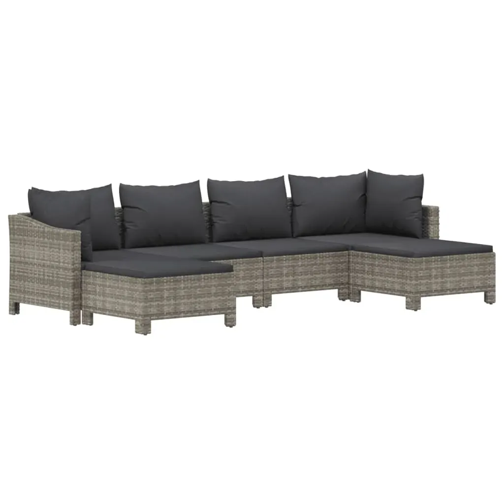 6 Piece Garden Lounge Set with Cushions Grey Poly Rattan Price