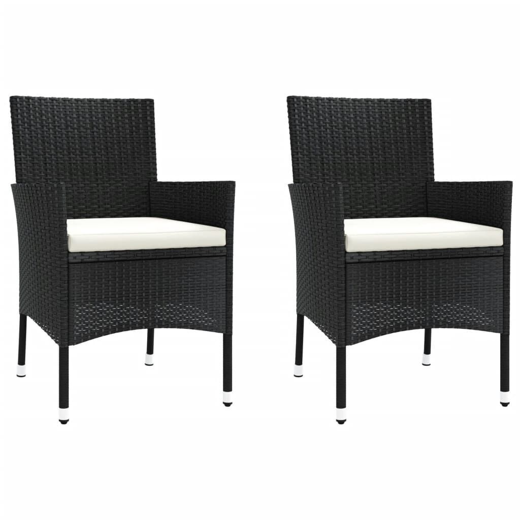 3 Piece Garden Bistro Set with Cushions Black Poly Rattan Price