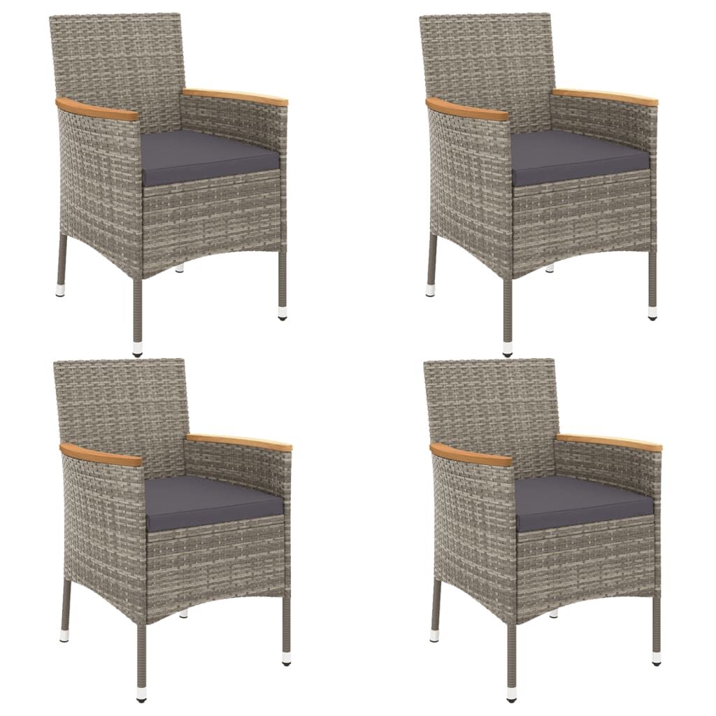 5 Piece Garden Bistro Set with Cushions Grey Poly Rattan Price