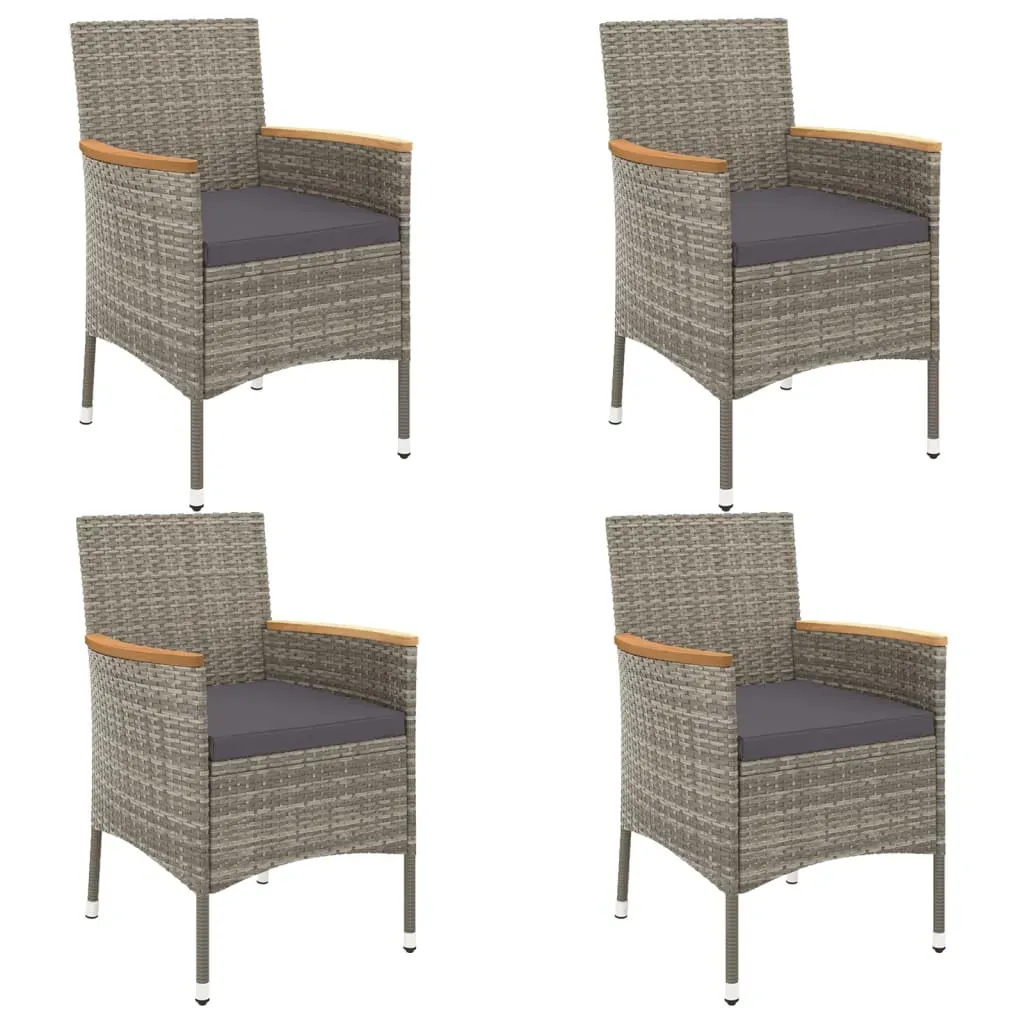 5 Piece Garden Bistro Set with Cushions Grey Poly Rattan Price