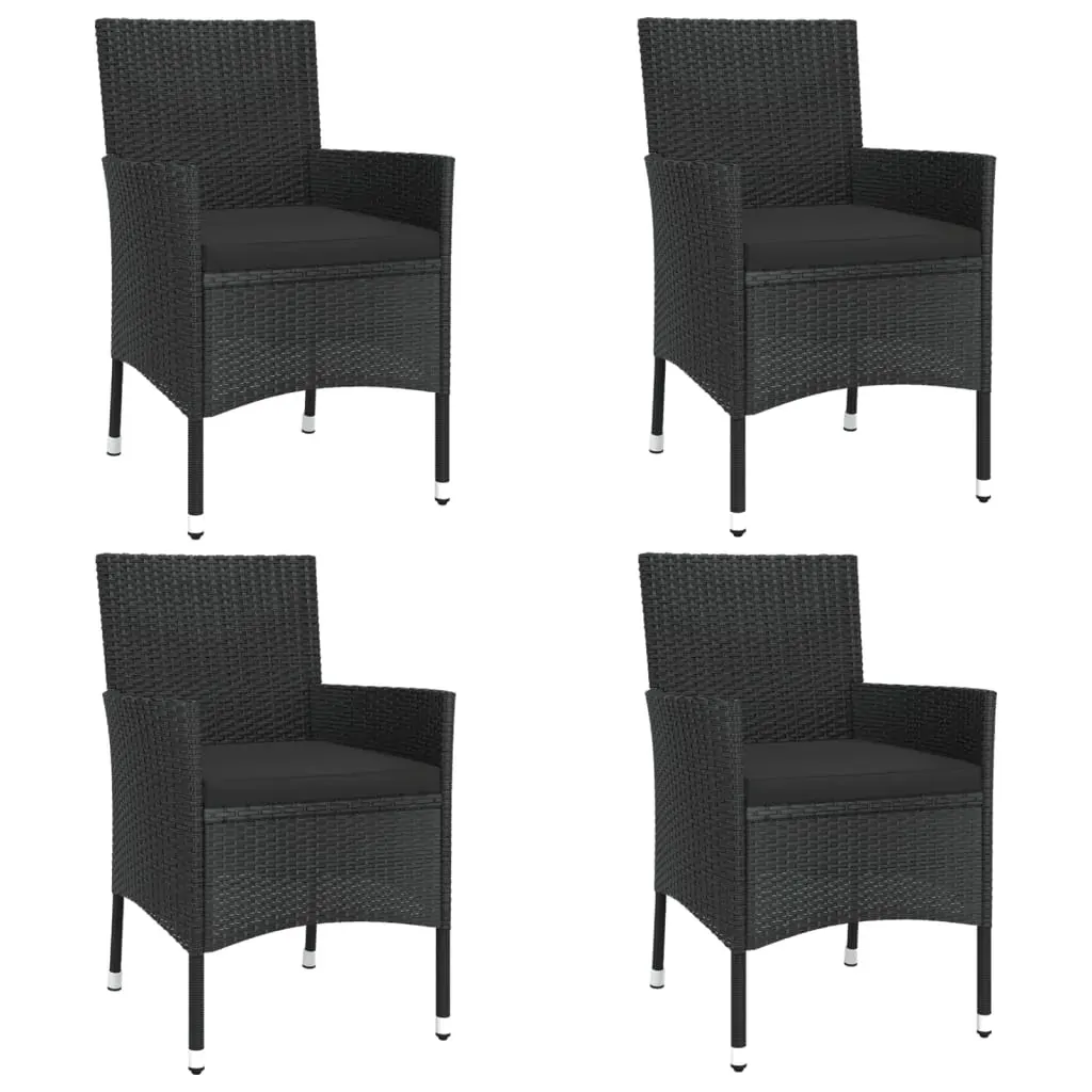 5 Piece Garden Bistro Set with Cushions Black Poly Rattan Price