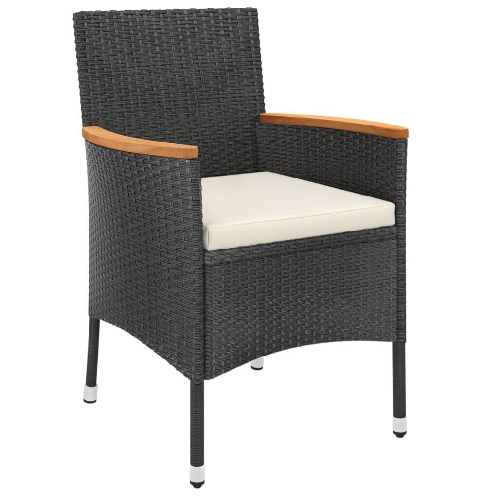 3 Piece Garden Bistro Set with Cushions Black Poly Rattan Price