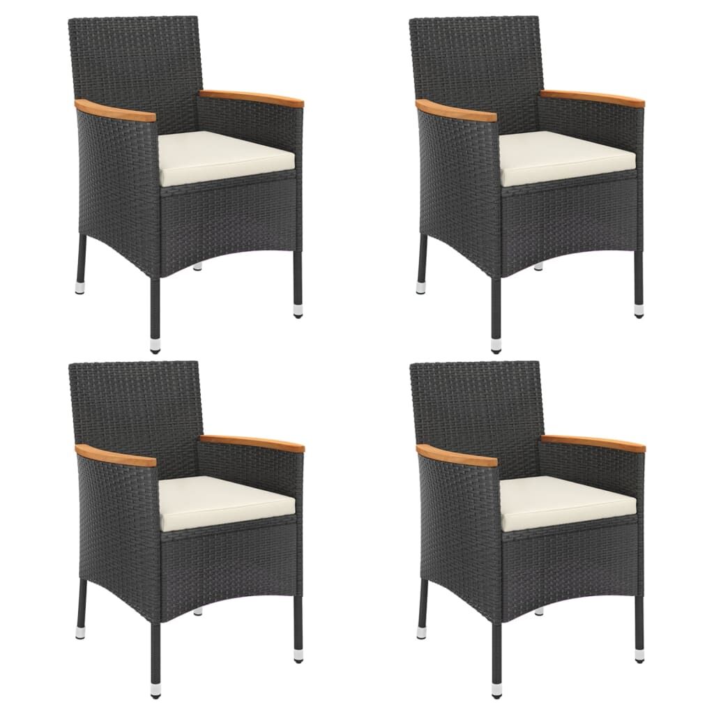 5 Piece Garden Bistro Set with Cushions Black Poly Rattan Price
