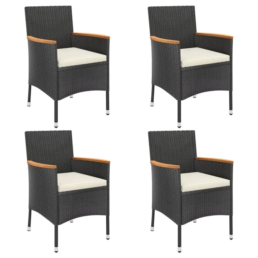5 Piece Garden Bistro Set with Cushions Black Poly Rattan Price