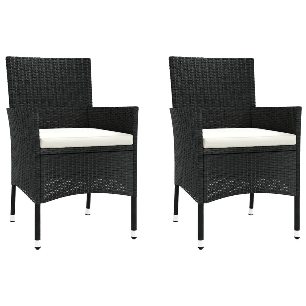 3 Piece Garden Bistro Set with Cushions Black Poly Rattan Price