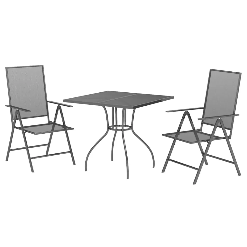 3 Piece Garden Dining Set Anthracite Steel Price