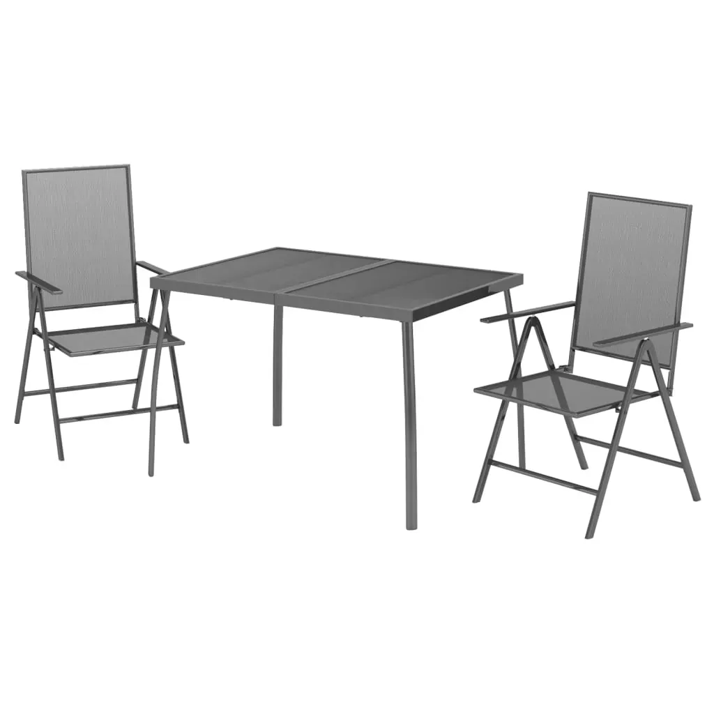 3 Piece Garden Dining Set Anthracite Steel Price