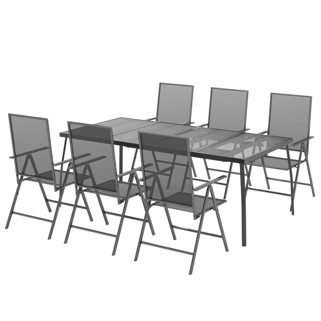 7 Piece Garden Dining Set Anthracite Steel Price
