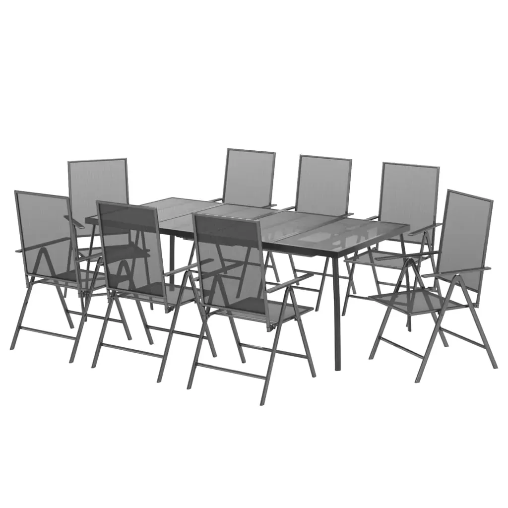 9 Piece Garden Dining Set Anthracite Steel Price