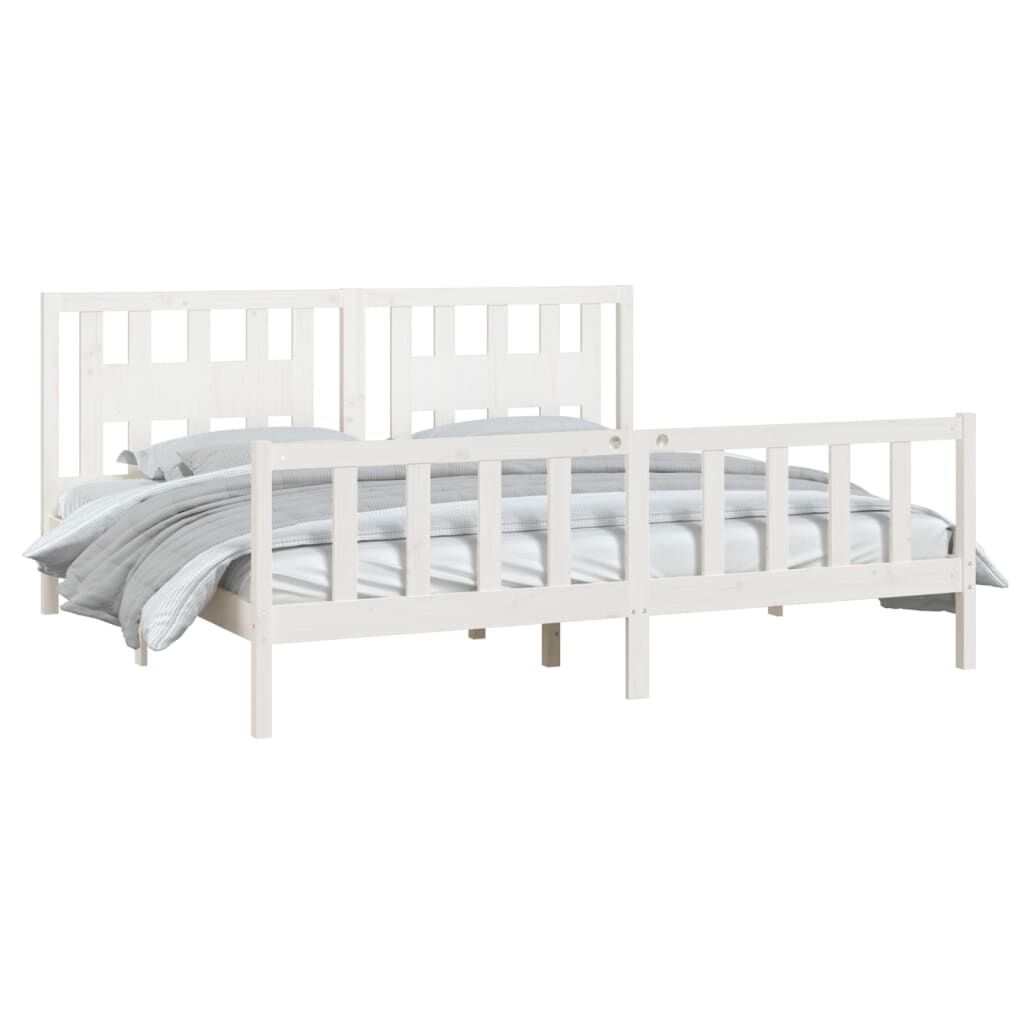 Bed Frame without Mattress White Solid Wood Pine 183x203 cm King Price