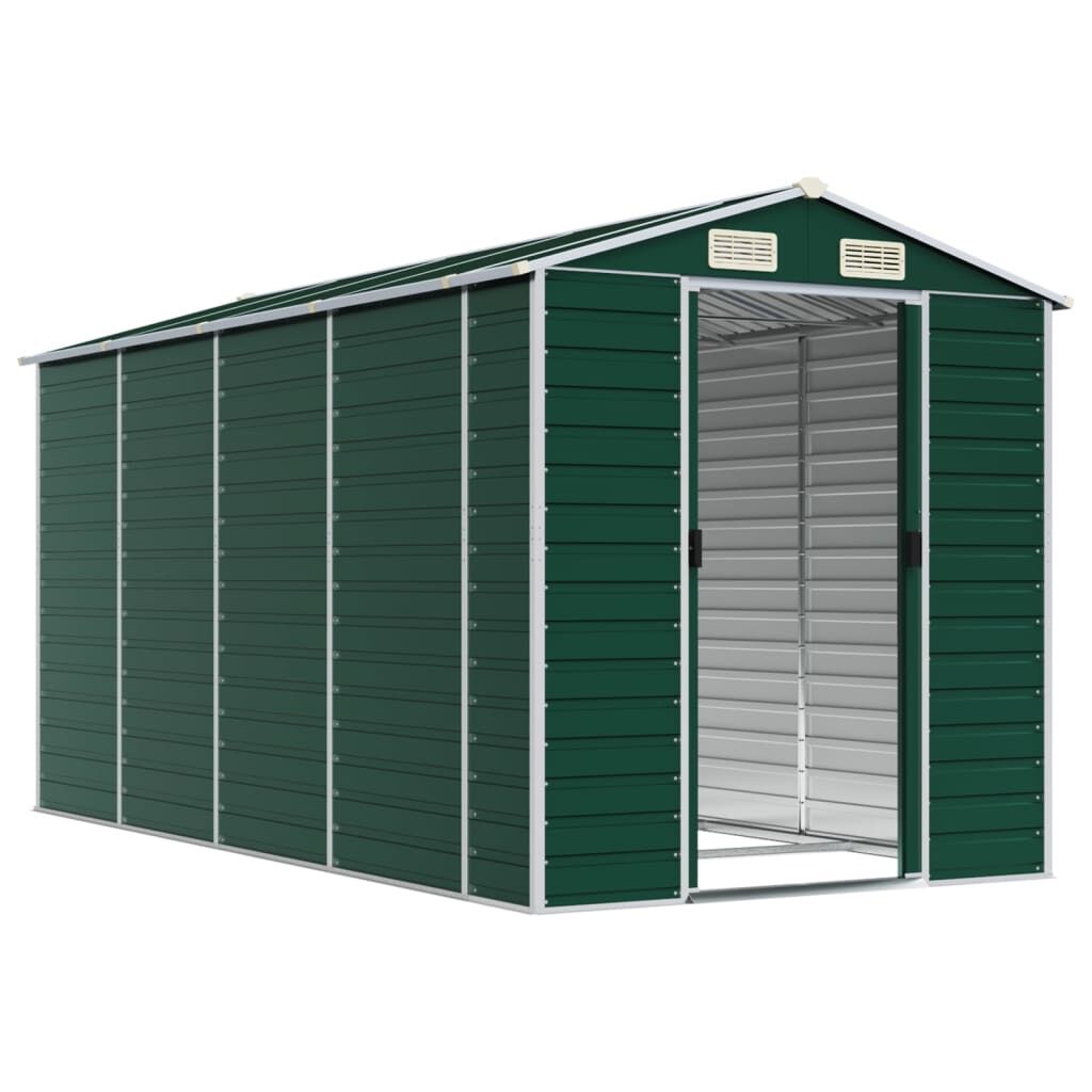 Garden Shed Green 191x385x198 cm Galvanised Steel Price