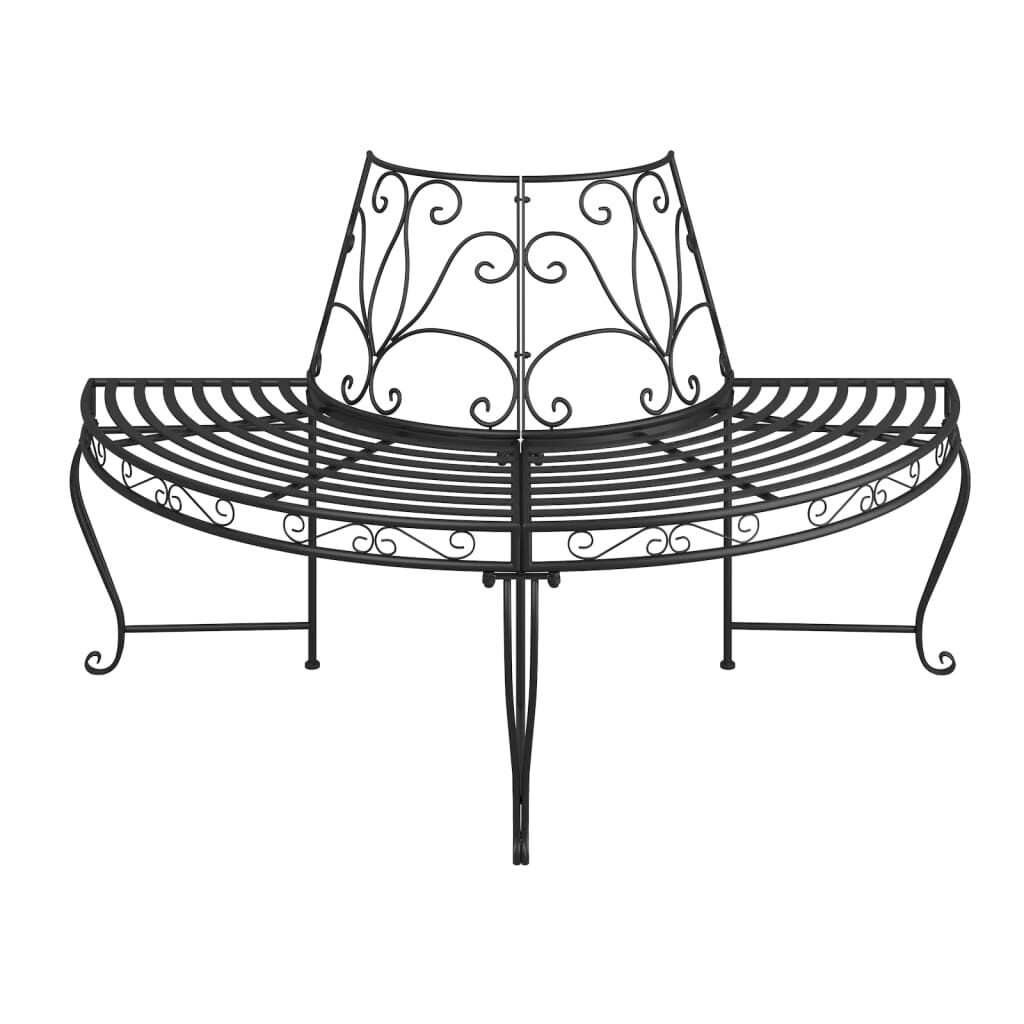 Half Round Tree Bench Ø160 cm Black Steel Price