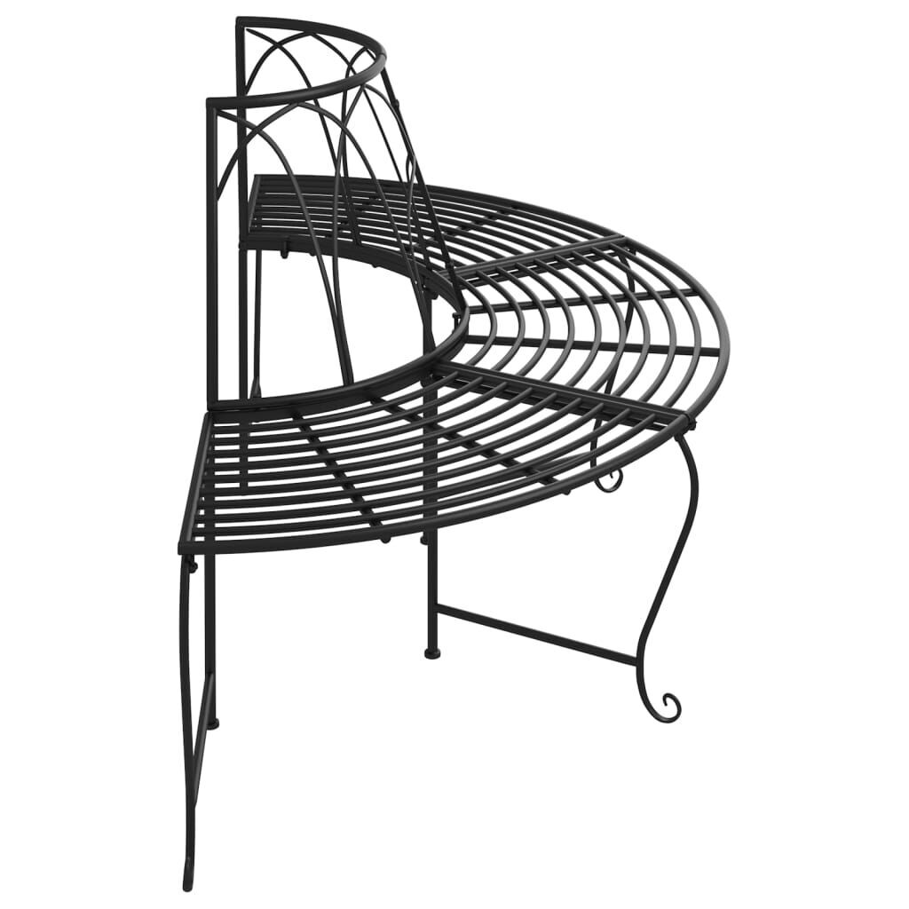 Half Round Tree Bench Ø159 cm Black Steel Price