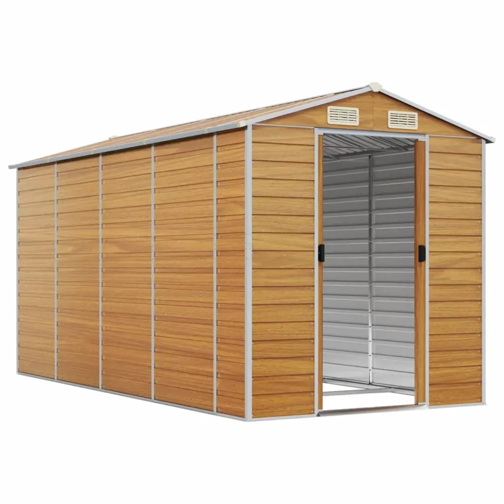 Garden Shed Light Brown 191x385x198 cm Galvanised Steel Price