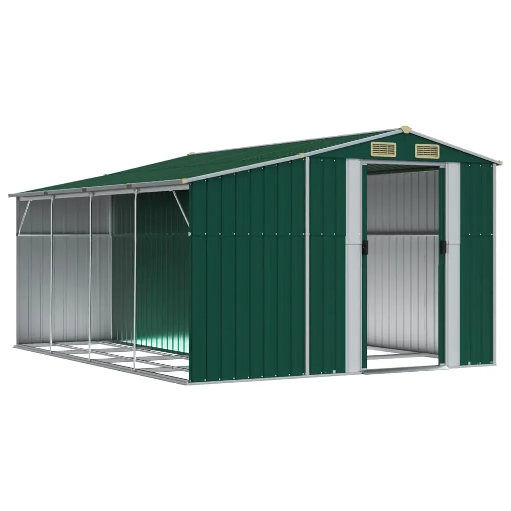 Garden Shed Green 277x365.5x179 cm Galvanised Steel Price