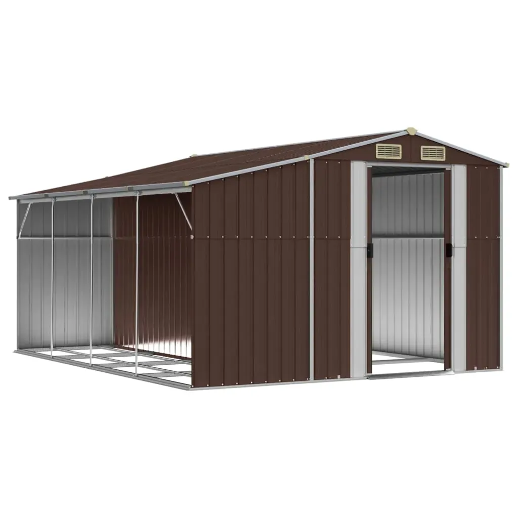 Garden Shed Brown 277x365.5x179 cm Galvanised Steel Price