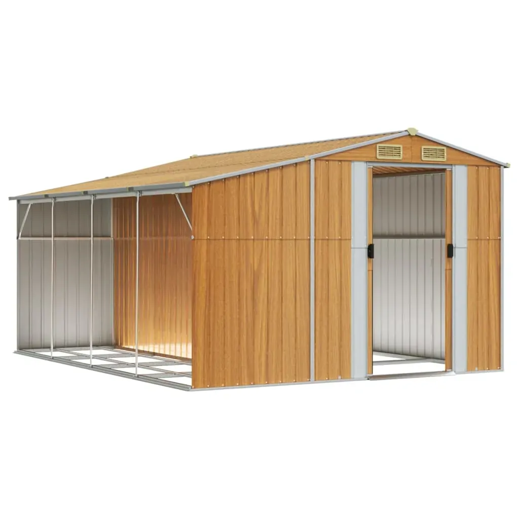 Garden Shed Light Brown 277x365.5x179 cm Galvanised Steel Price