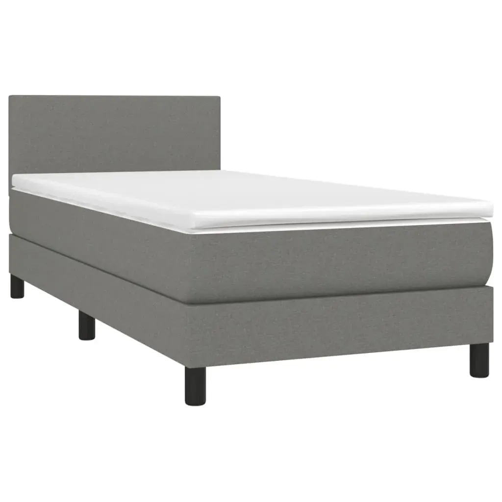 Box Spring Bed with Mattress Dark Grey 100x200 cm Fabric Price