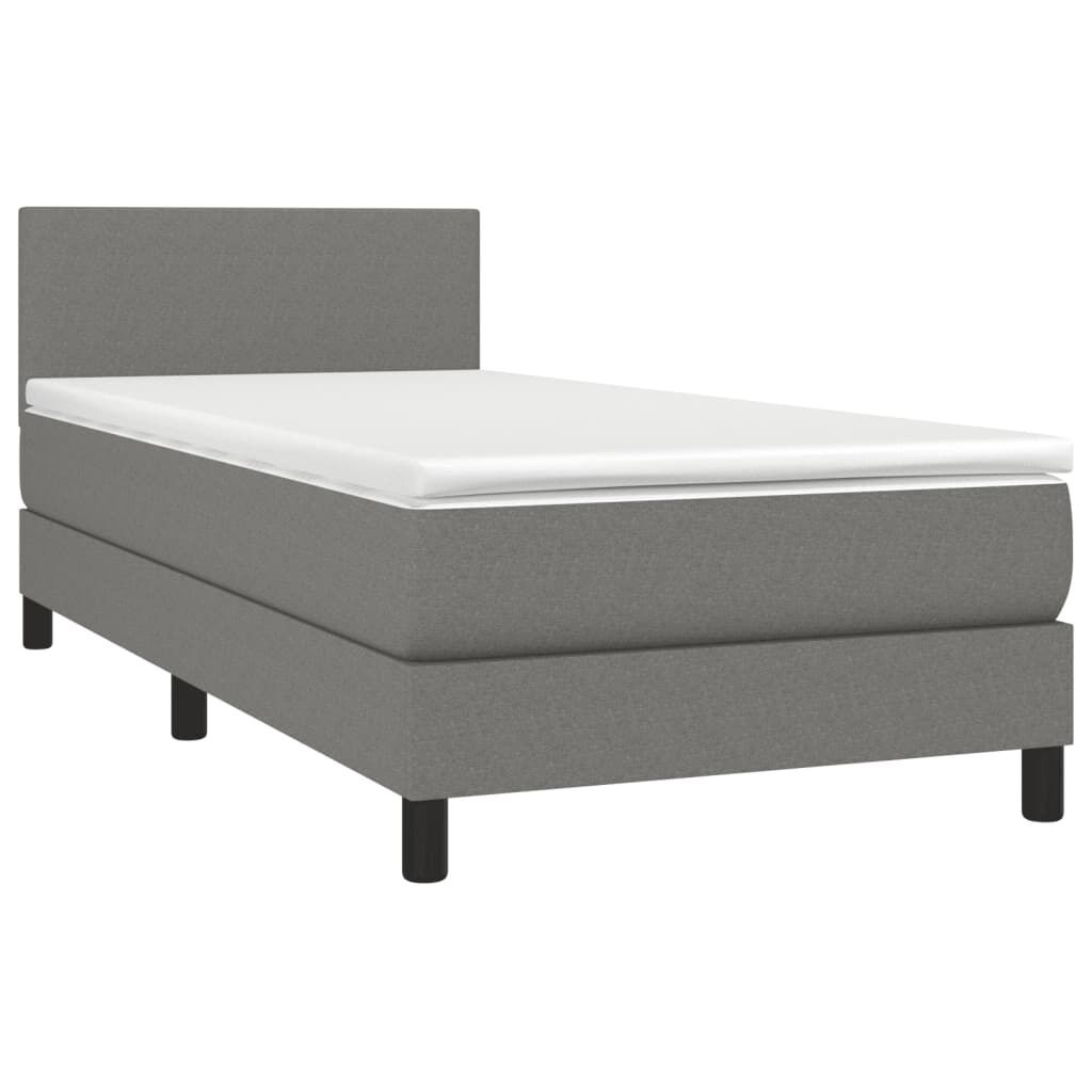 Box Spring Bed with Mattress&LED Dark Grey 100x200cm Fabric Price