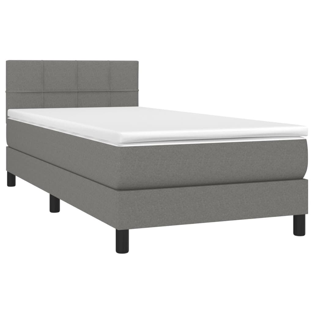 Box Spring Bed with Mattress&LED Dark Grey 100x200cm Fabric Price