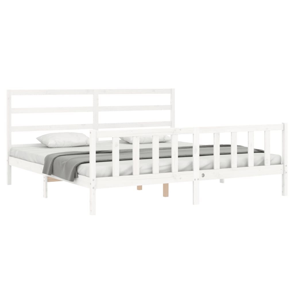 Bed Frame without Mattress White 183x203 cm King Solid Wood Pine Price