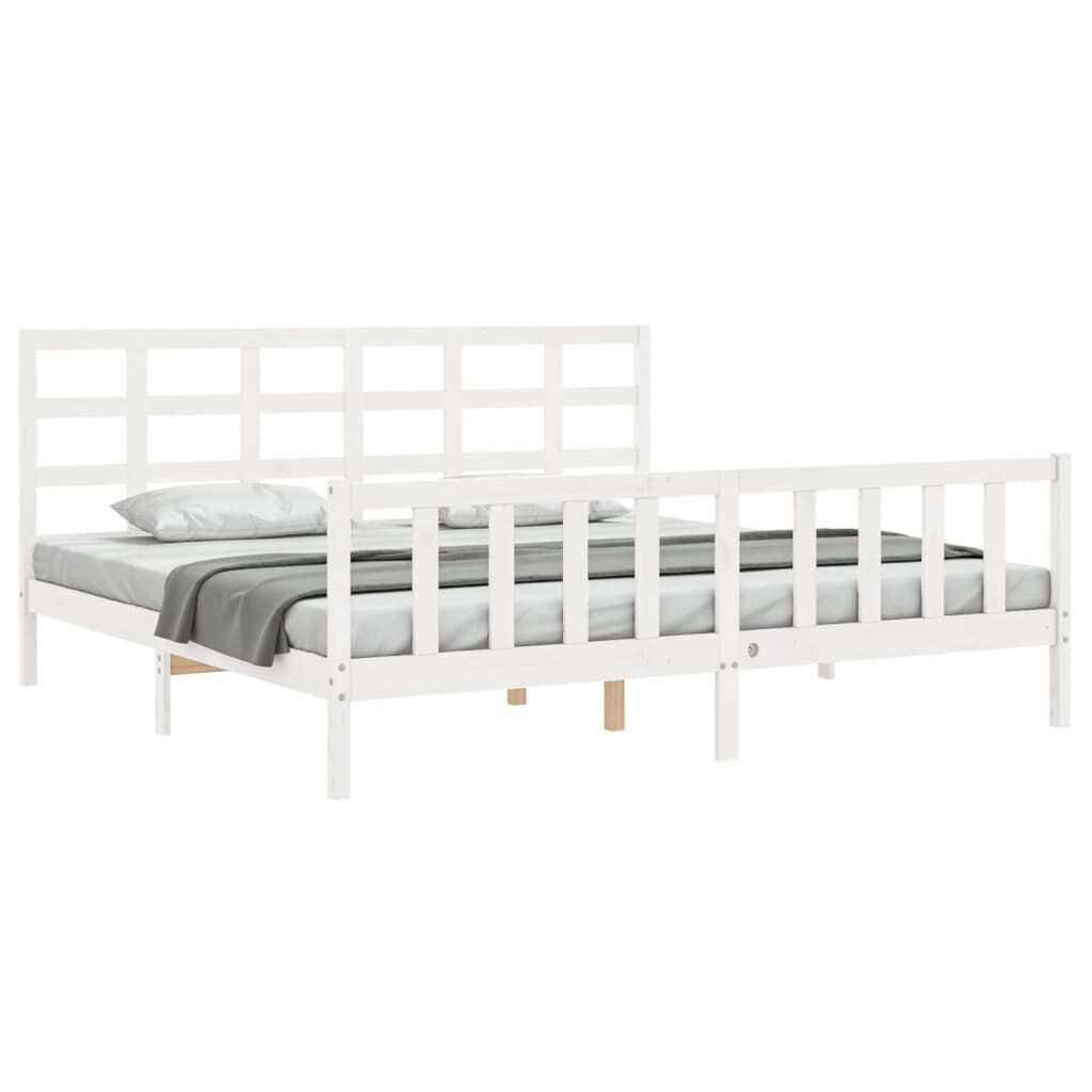 Bed Frame without Mattress White 183x203 cm King Solid Wood Pine Price