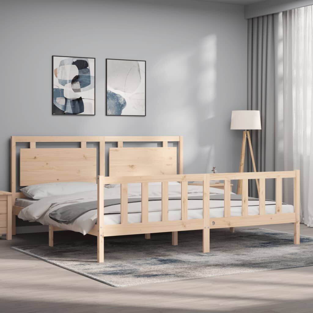 Bed Frame without Mattress 183x203 cm King Solid Wood Pine Price