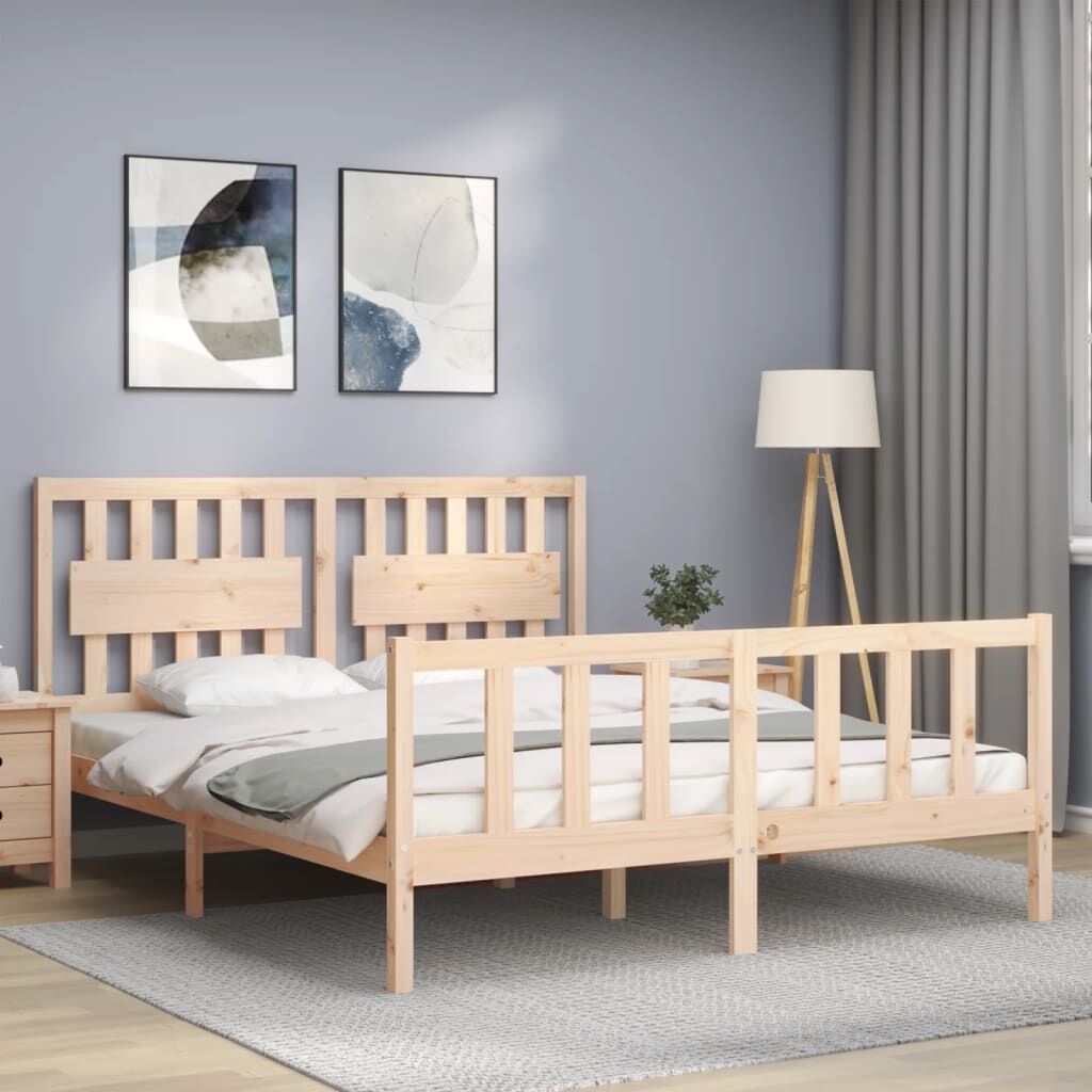 Bed Frame without Mattress 150x200 cm Solid Wood Pine Price