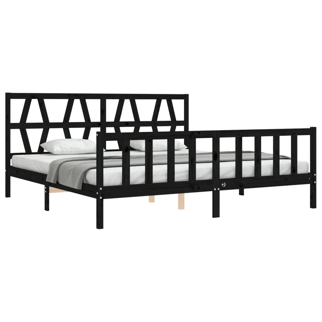 Bed Frame without Mattress Black 183x203 cm King Solid Wood Pine Price