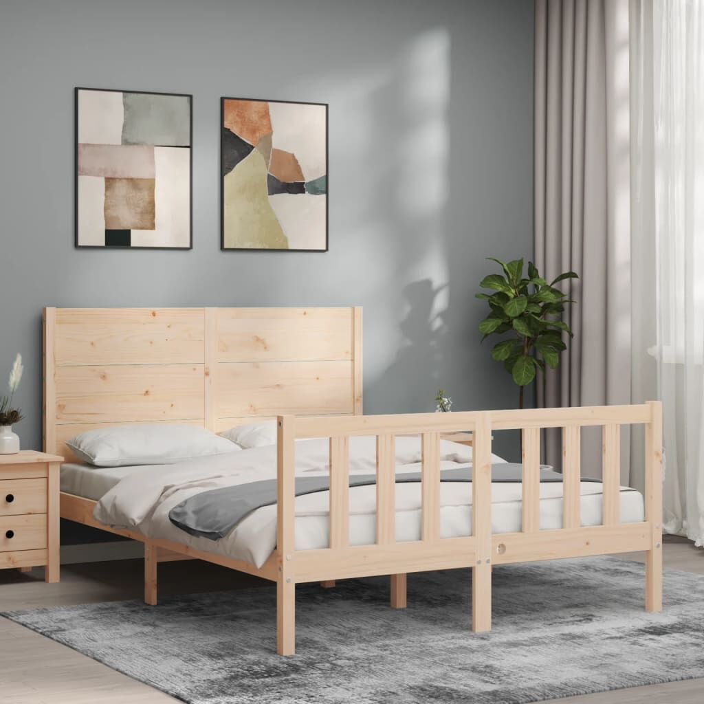 Bed Frame without Mattress 135x190 cm Solid Wood Pine Price