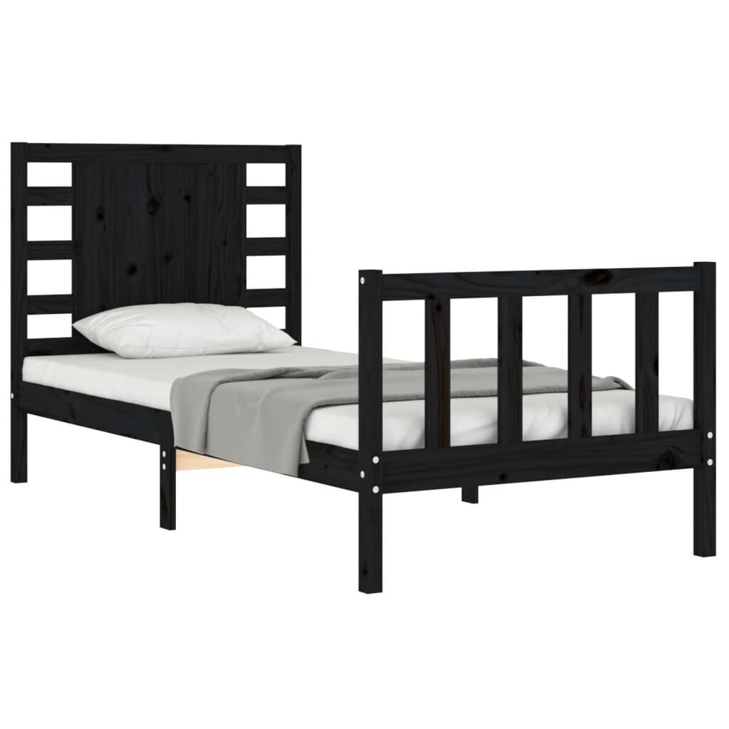 Bed Frame without Mattress Black 90x190 cm Solid Wood Pine Price