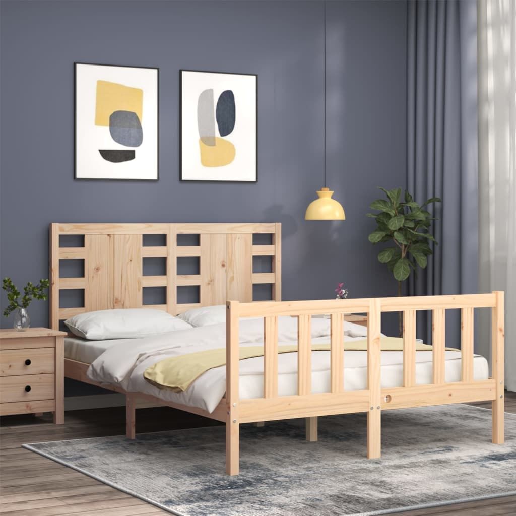 Bed Frame without Mattress 135x190 cm Solid Wood Pine Price