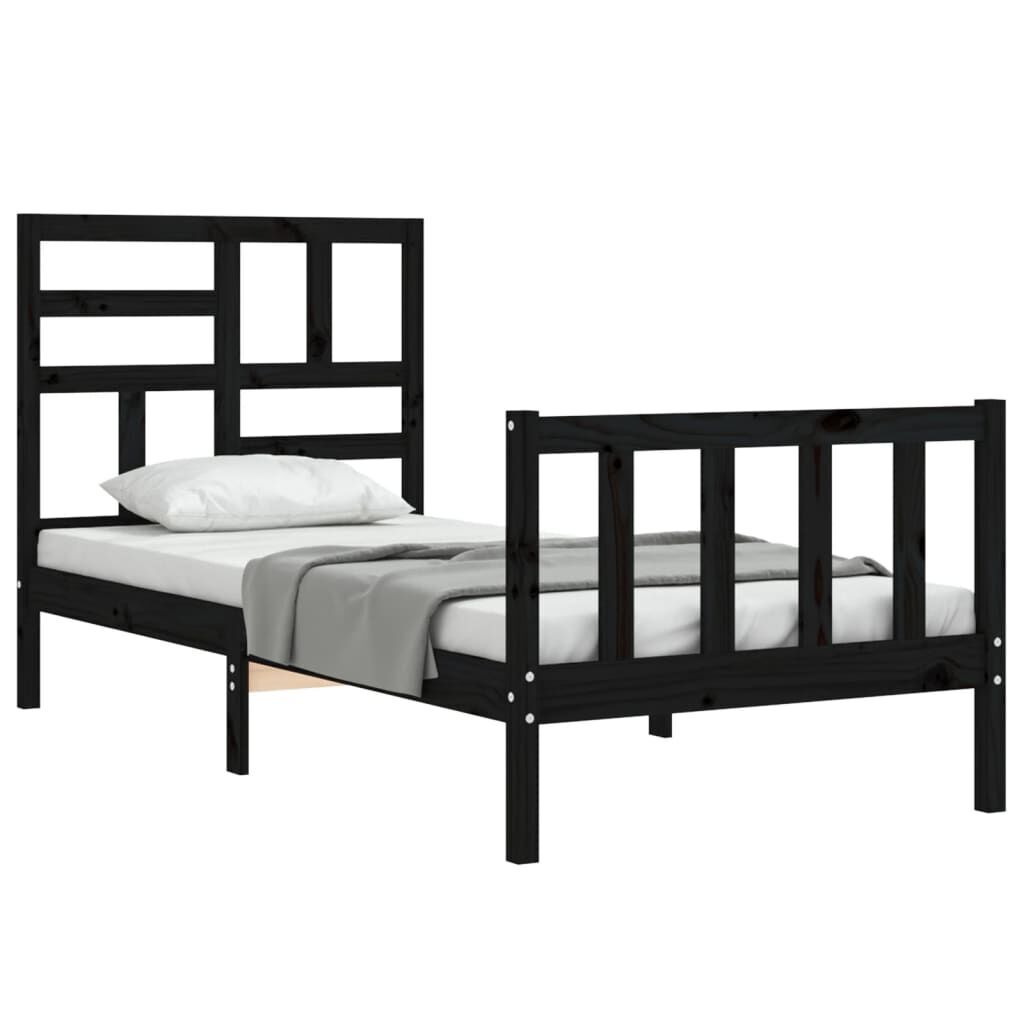 Bed Frame without Mattress Black 90x190 cm Solid Wood Pine Price