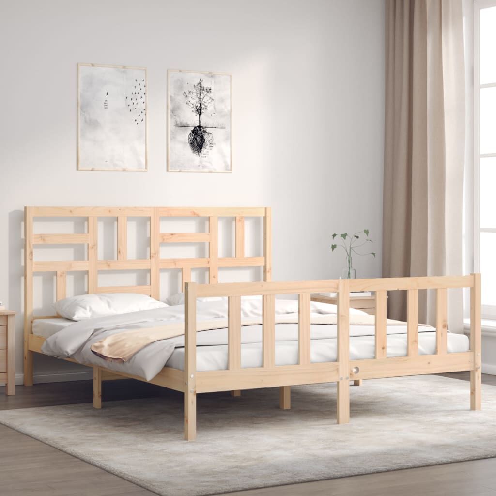 Bed Frame without Mattress 150x200 cm Solid Wood Pine Price