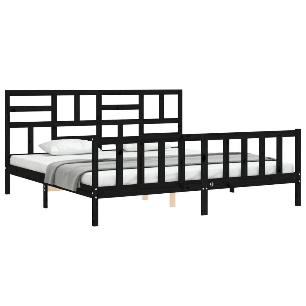 Bed Frame without Mattress Black 183x203 cm King Solid Wood Pine Price