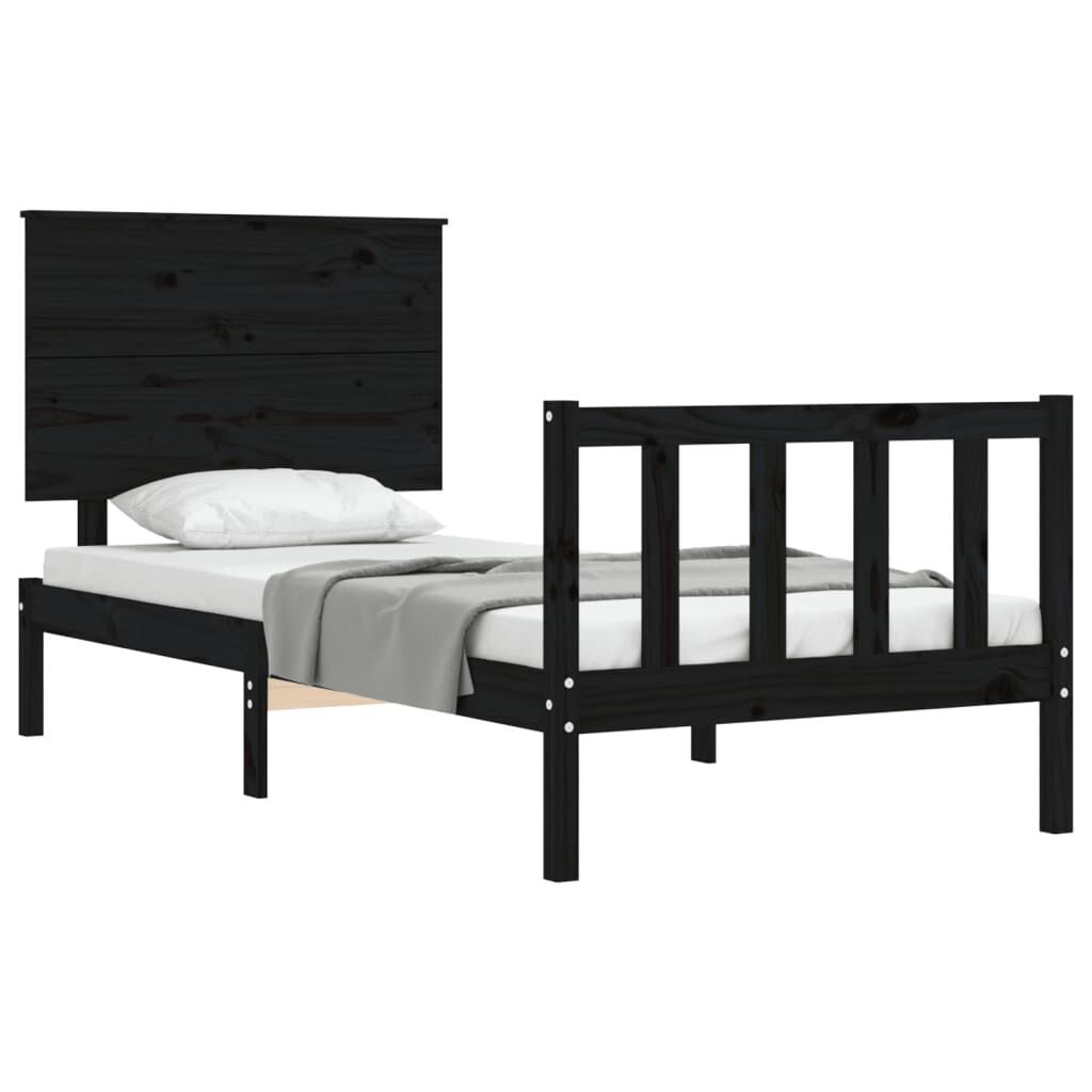 Bed Frame without Mattress Black 90x190 cm Solid Wood Pine Price