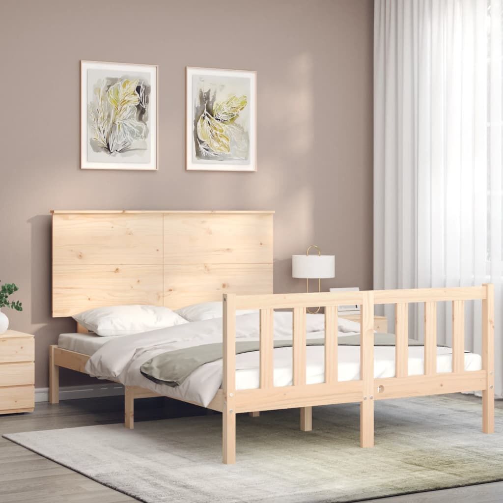 Bed Frame without Mattress 135x190 cm Solid Wood Pine Price