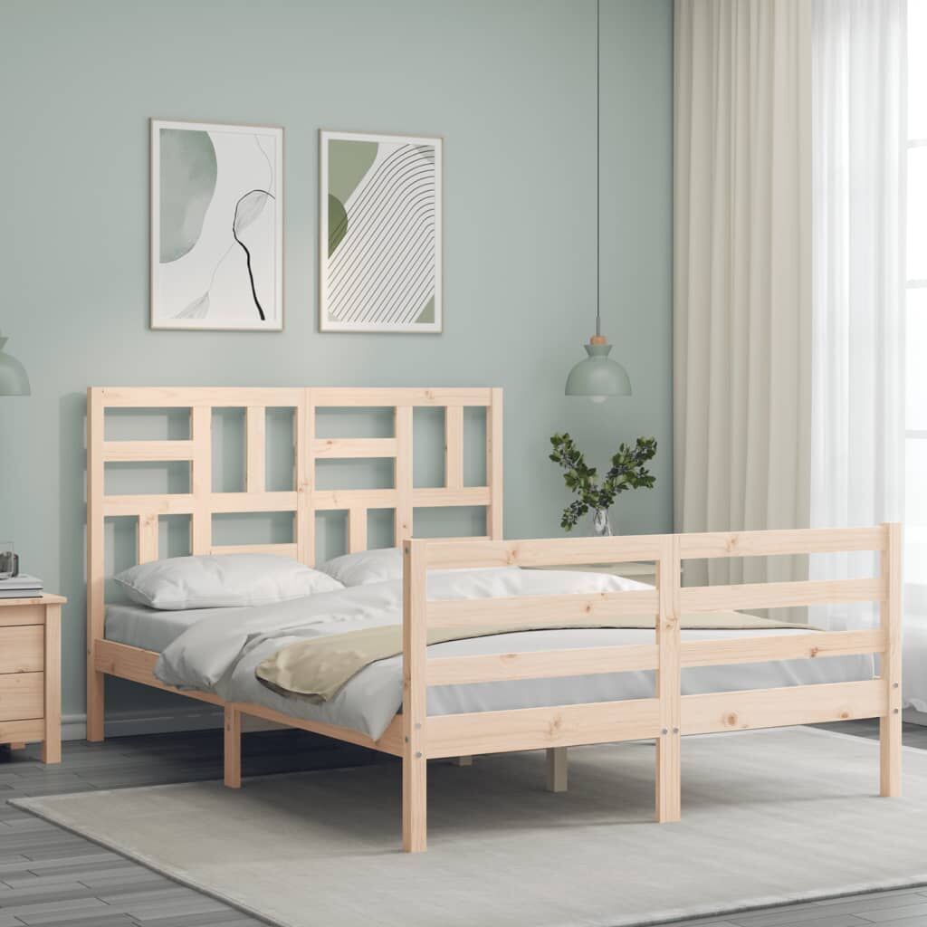 Bed Frame without Mattress 135x190 cm Solid Wood Price