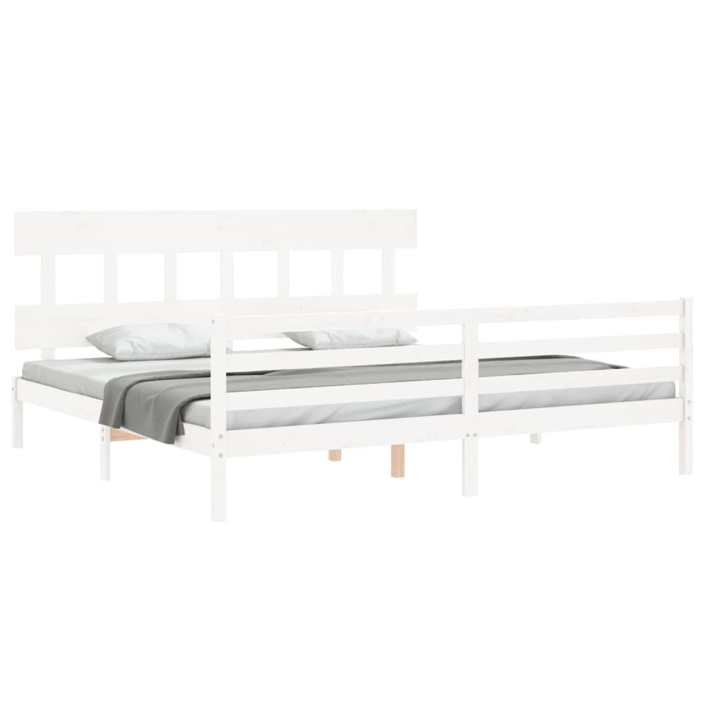 Bed Frame without Mattress White 183x203 cm King Solid Wood Price