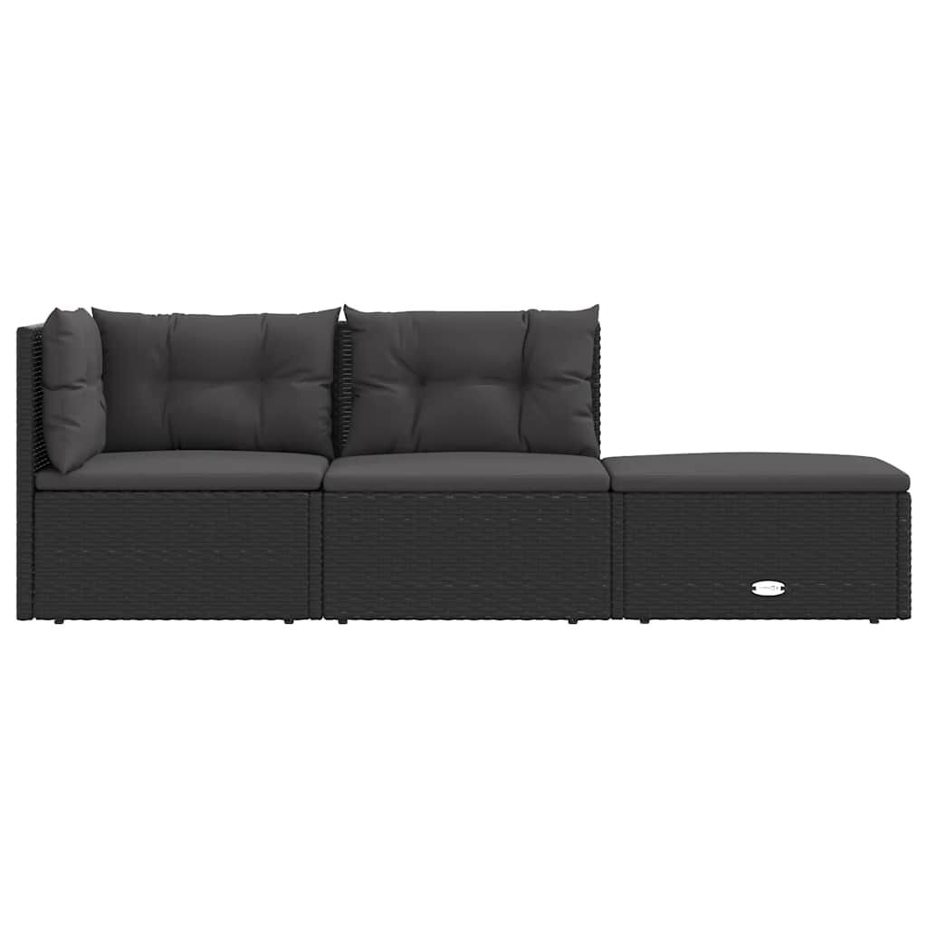 3 Piece Garden Lounge Set with Cushions Black Poly Rattan Price
