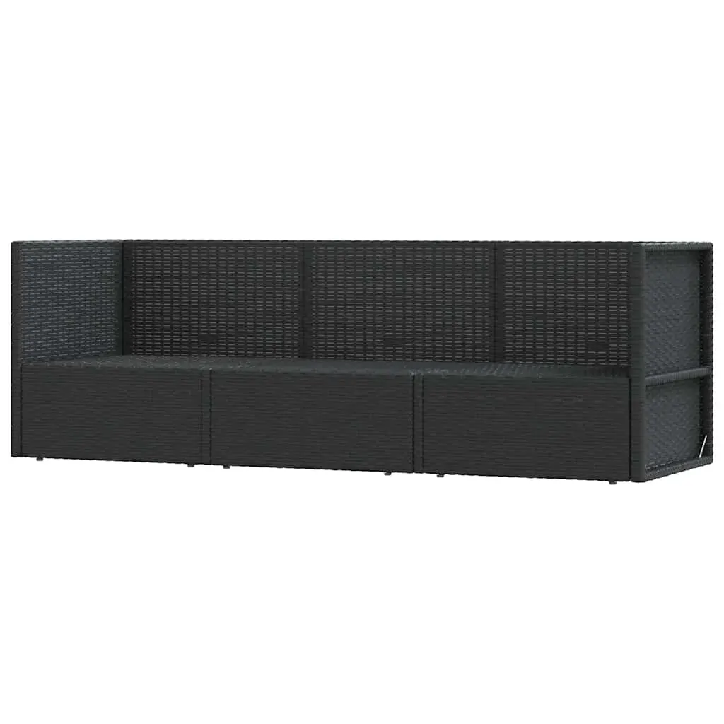 3 Piece Garden Lounge Set with Cushions Black Poly Rattan Price