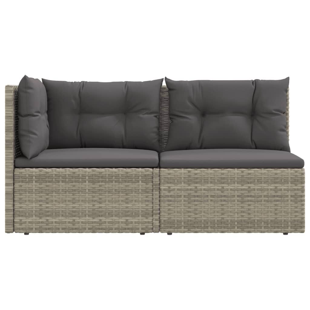 2 Piece Garden Lounge Set with Cushions Grey Poly Rattan Price
