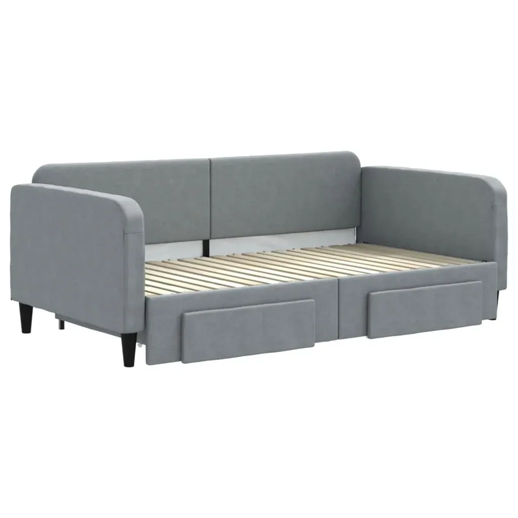 Daybed with Trundle&Drawers without Mattress Light Grey 90x190 cm Price