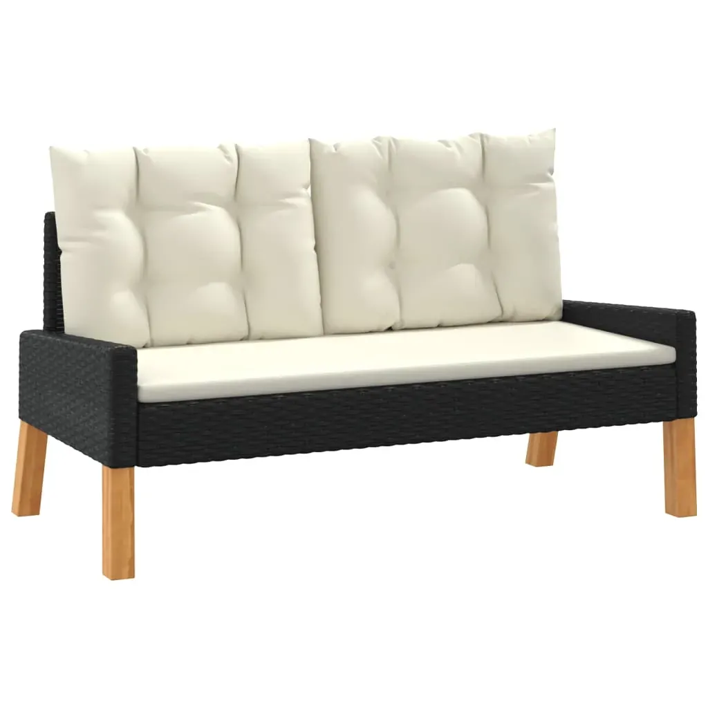 4 Piece Garden Lounge Set with Cushions Poly Rattan&Solid Wood Price
