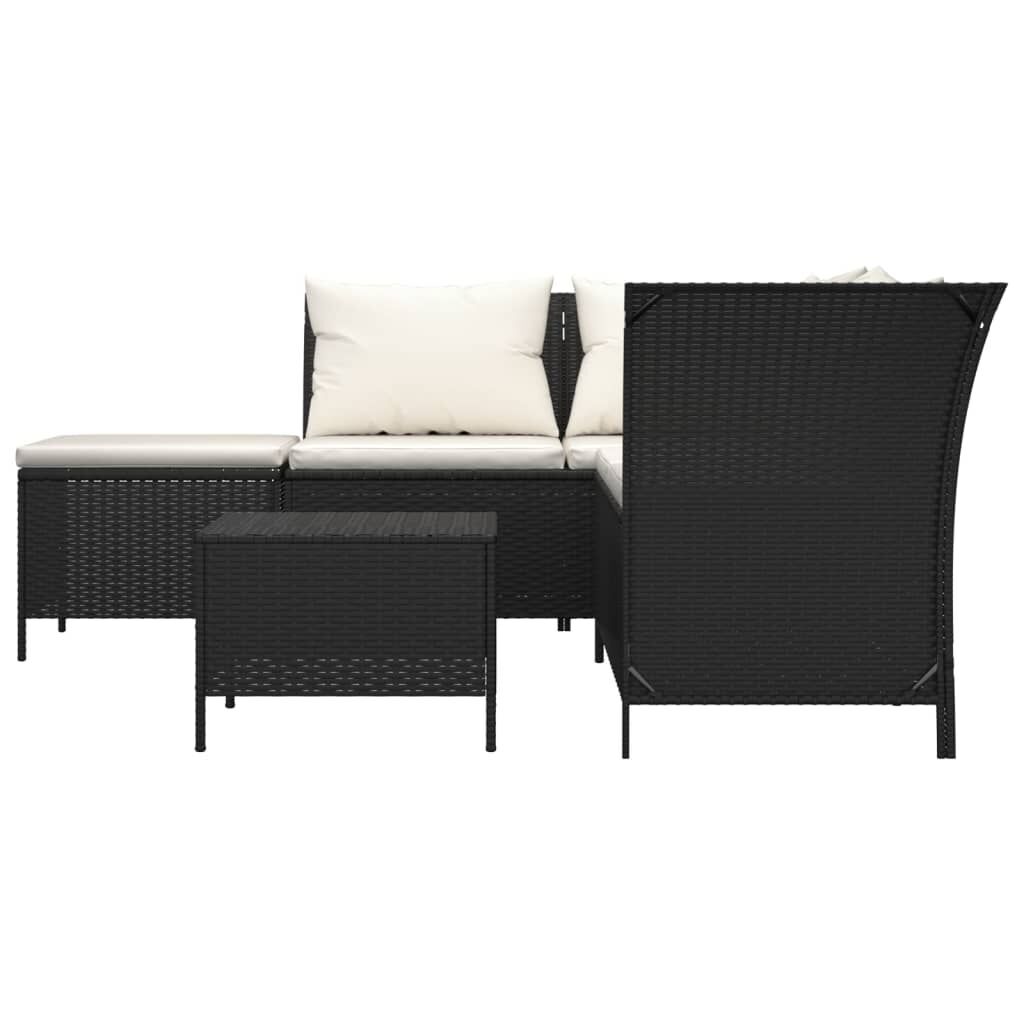 4 Piece Garden Lounge Set with Cushions Black Poly Rattan Price